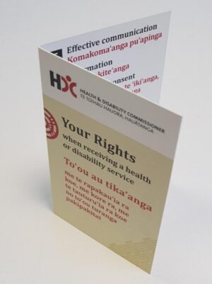 Stack of Code of Rights pocket cards printed in Cook Islands Māori