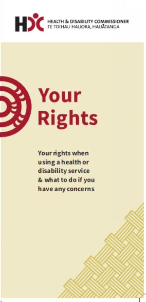 Front cover of the Code of Health and Disability Services Consumers' Rights