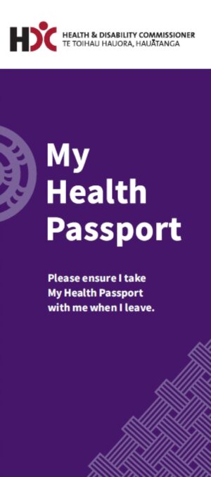 Front cover of the My Health Passport tri-fold leaflet